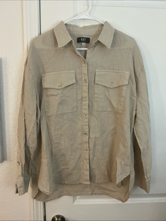 Kut from the Kloth Tops - 🔥 KUT From The Kloth Linen Blend Utility Button Front Shirt Beige M